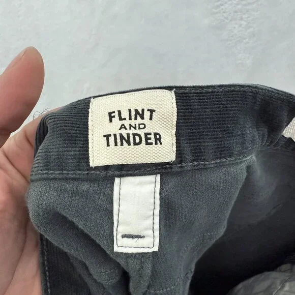 Flint And Tinder Corduroy Pants Mens 38x34 (36s33) Gray Slim Fit Stretch Preppy - Picture 2 of 11